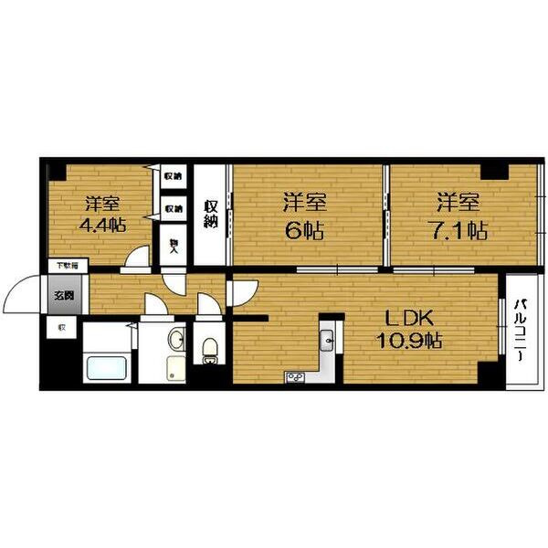 西宮市甲子園口４丁目の賃貸マンションの間取り