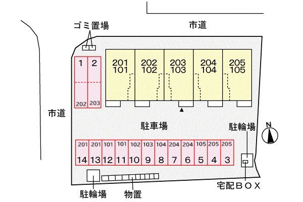 フェリス　バリオの駐車場