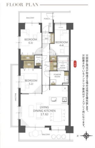 コープ野村クローバー・シティ与野４番館の間取り|3LDK 専有面積75.47m2 バルコニー面積21.51m2
子育て世代のご家族にもぴったりの、使い勝手が良いゆとりある3LDKの間取りです。