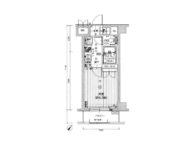 【間取り】 | ヴェルステージ町田駅前 | 独立したキッチンと居室を備えた1Kの中古マンション。コンパクトでも使い勝手がよく、単身の方やセカンドハウスにも向く住まいです。大きな窓から陽光が差し込む明るい室内で、毎日を心地よく過ごせます。