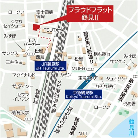 プラウドフラット鶴見Ⅱの地図