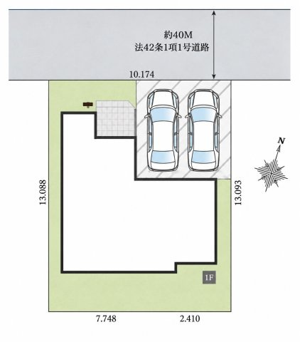 仲介手数料無料　北本市中丸2丁目82　新築戸建　全１棟の区画図