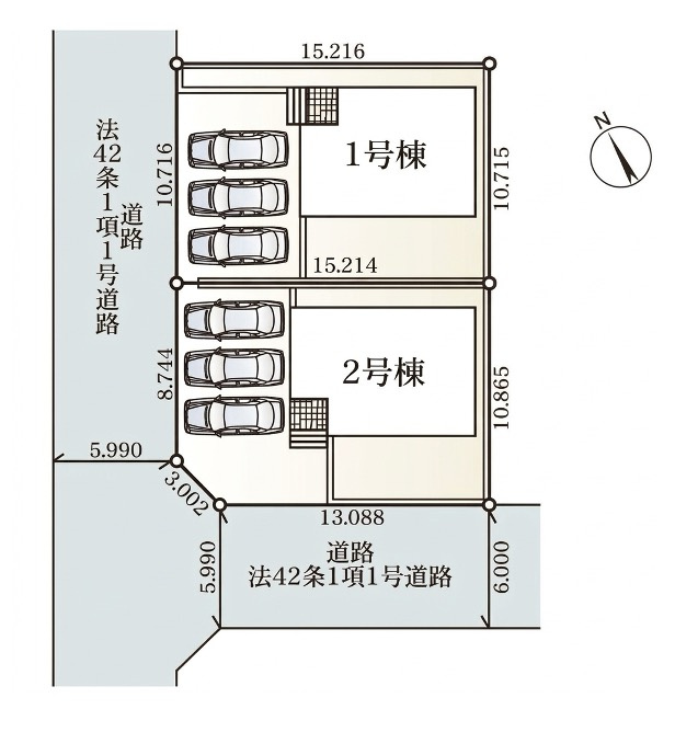 [新築住宅] 本庄市小島 第6 全2棟の区画図