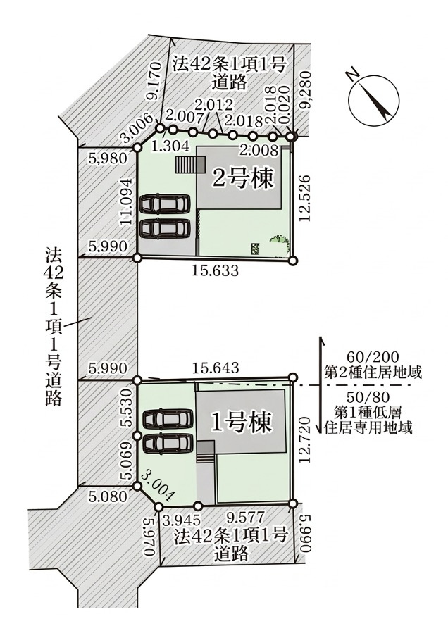 [新築住宅] 本庄市万年寺 第4 全2棟の区画図
