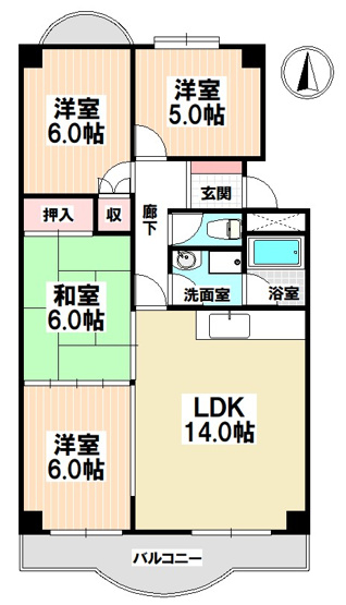 【間取り】 | 三豊マンション瑞穂 | 全室洋室に変更