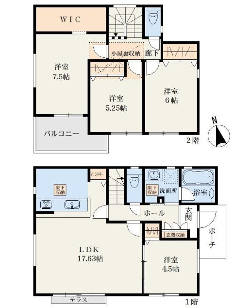 厚木市金田新築戸建て　4期2号棟の間取り|間取図「厚木市金田新築戸建て　2号棟」