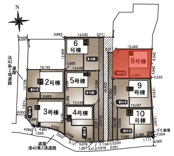 クレイドルガーデン前橋市青柳町第２８　８号棟の区画図|区画図