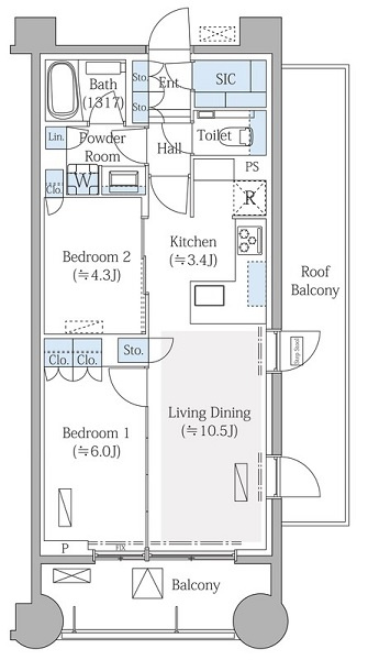 台東区池之端３丁目の賃貸マンションの間取り