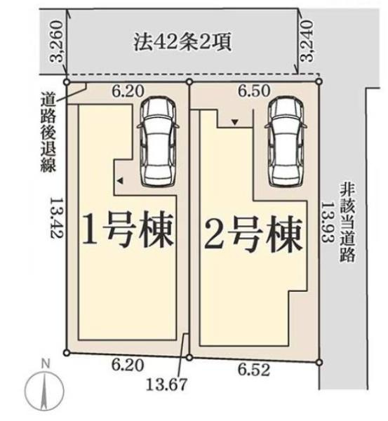 枚方市 牧野本町 ２丁目　新築 一戸建ての区画図|2号棟です