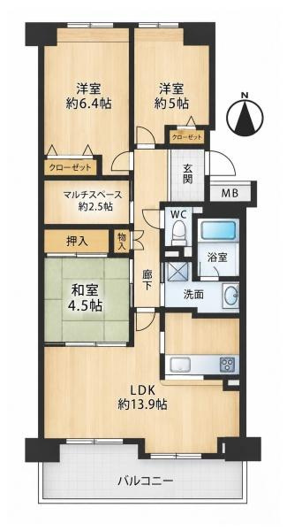 スコーレ東生駒の間取り