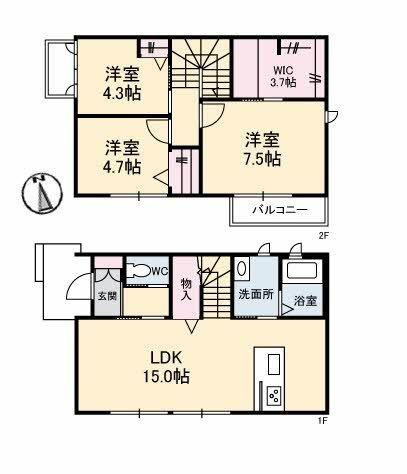 【間取り】 | 東福原４丁目電化戸建借家