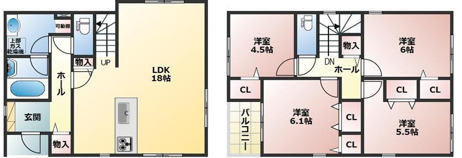JR明石駅徒歩10分の立地　上ノ丸1丁目　新築戸建の間取り