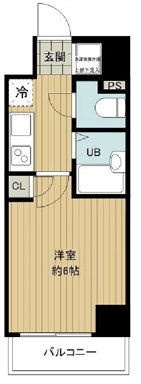 プレール・ドゥーク大森の間取り|間取り　1K洋室6帖バストイレ別