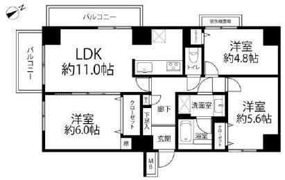 サンマンションアトレ堀切の間取り|南西向き・角部屋住戸につきまして日当たり・通風・眺望良好。新規フルリノベーションマンション。