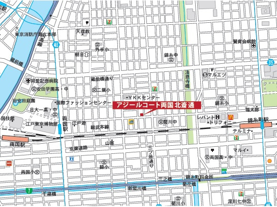 アジールコート両国北斎通の地図