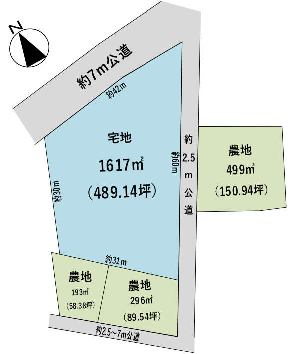 加須市杓子木の土地図|広々約788坪の敷地です！