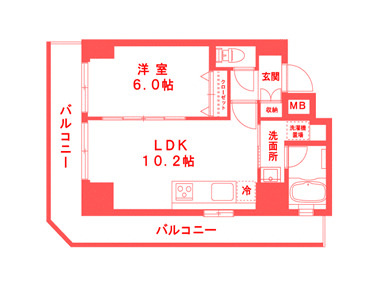 藤沢市藤沢の賃貸マンションの間取り
