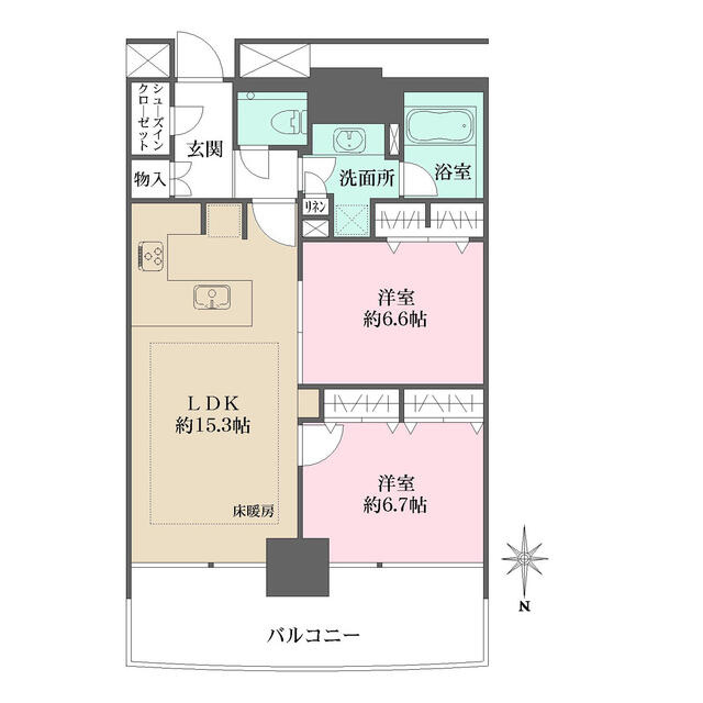 横浜市西区みなとみらい４丁目の賃貸マンションの間取り
