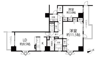 桜宮リバーシティ・ウエスト1号棟の間取り