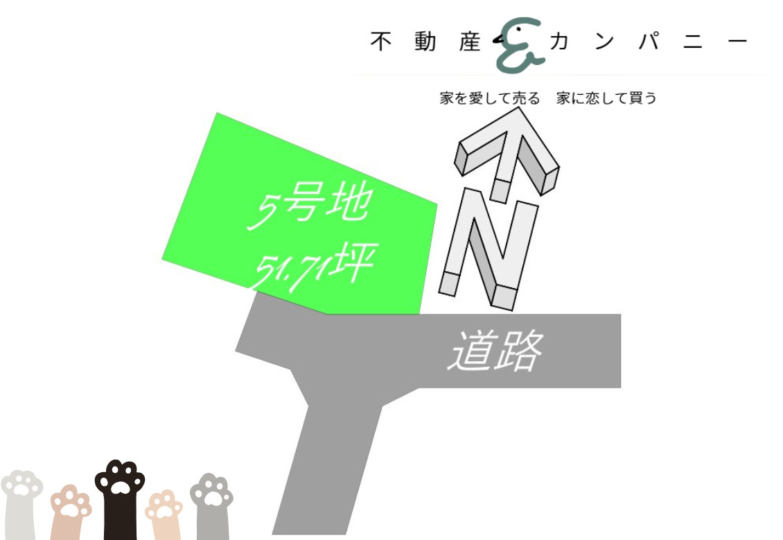 桜ケ丘の分譲のおトチ5号地　松山市桜ヶ丘売土地の土地図