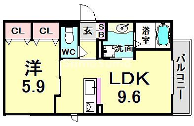 セジュール下山手通の間取り