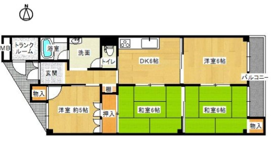 姫路市広畑区北河原町の中古マンションの間取り