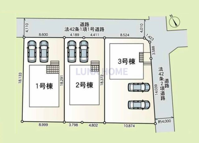 石岡市東光台第4　新築戸建　3号棟の区画図