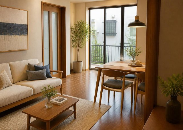 【居間・リビング】 | 散田町中古戸建 | 建物面積72.09平米の3SLDK。12帖のLDKは生活動線が考慮され、家族との会話も弾みます。2026年10月のリフォームで壁や床の張替えをおこない、明るく清潔感あふれる住空間に仕上がる予定です。
