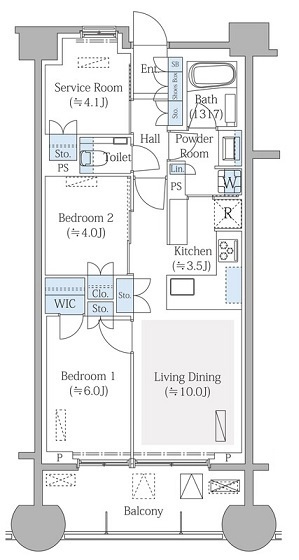 台東区池之端３丁目の賃貸マンションの間取り