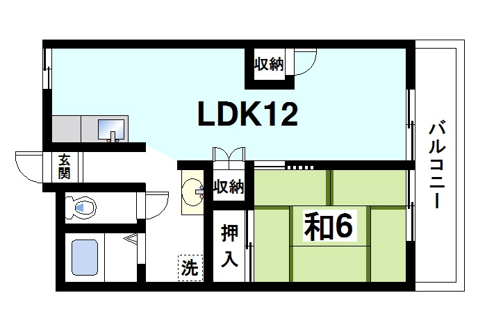 第3西田ビルロイヤルハイツの間取り|ゆったりと暮らせる1LDKの間取りです
