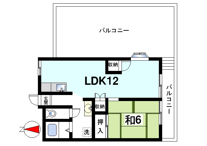 第3西田ビルロイヤルハイツの間取り|ゆったりと暮らせる1LDKの間取りです。