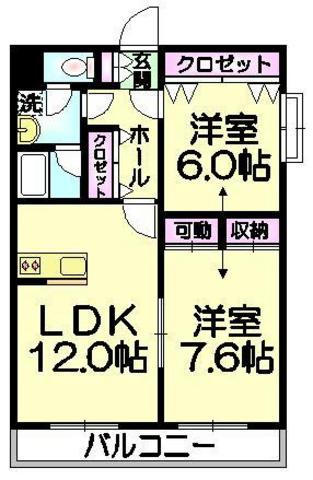 ヴィラ・グランソレイユの間取り|★最上階★角部屋★二面採光★