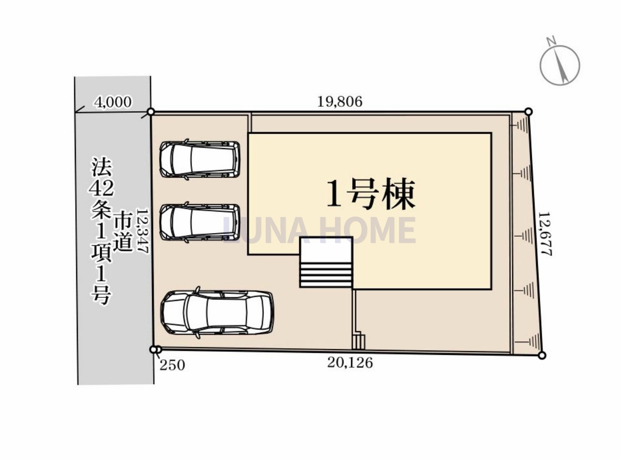 第3石岡市山崎　新築戸建の区画図