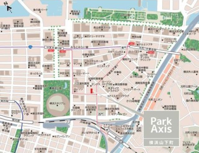 パークアクシス横浜山下町の地図