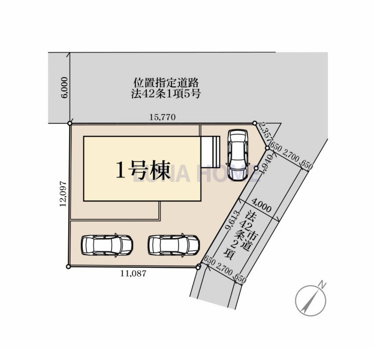 第1石岡市石岡　新築戸建の区画図