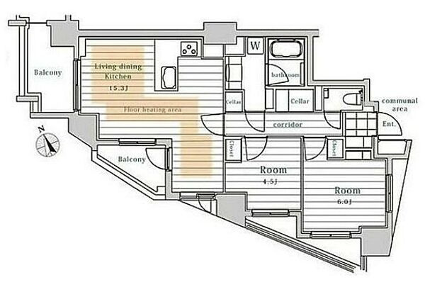 新宿区西早稲田２丁目の賃貸マンションの間取り