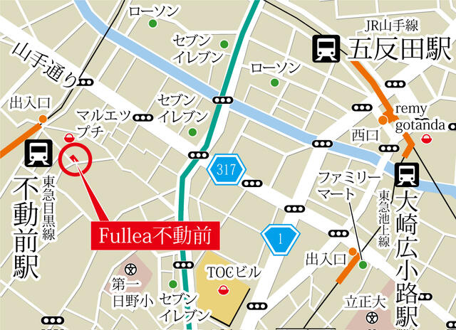 Ｆｕｌｌｅａ不動前の地図
