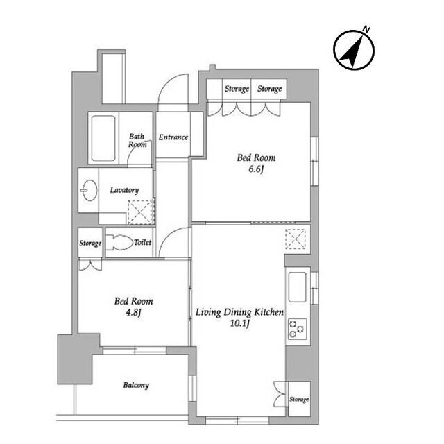 新宿区余丁町の賃貸マンションの間取り