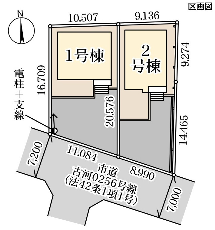 【Livele Garden】　古河市東本町　全2邸の区画図|全棟配置図