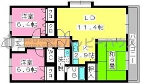 福岡市南区弥永２丁目の賃貸マンションの間取り|間取り図