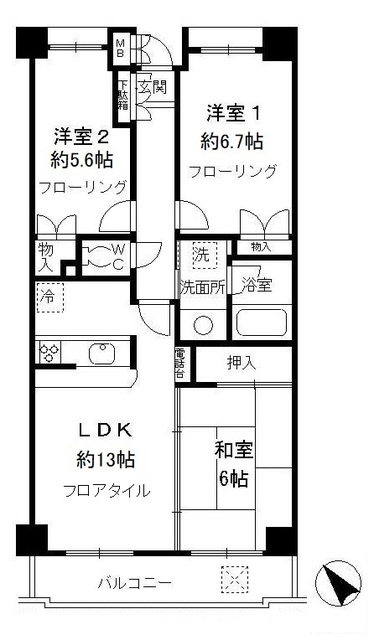 ラフィネ武蔵野の間取り