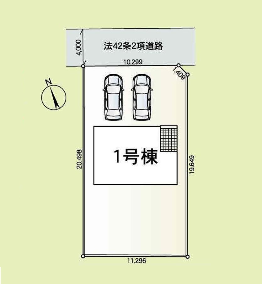 石岡市北府中第1　新築戸建の区画図