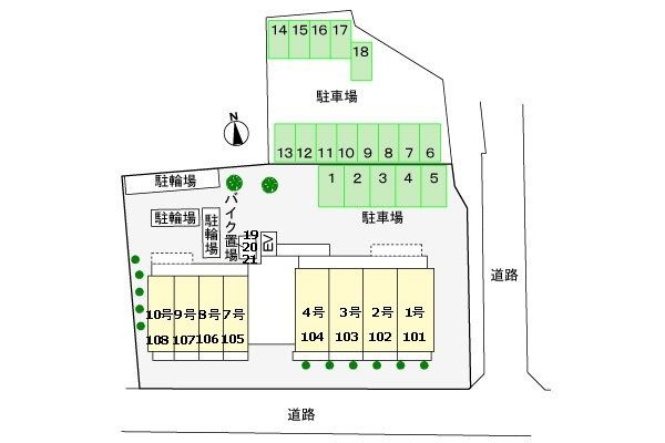 プラシードの駐車場