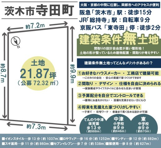 寺田町　建築条件無土地の土地図