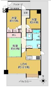 【間取り】 | パレス朝霧 | ３ＬＤＫ