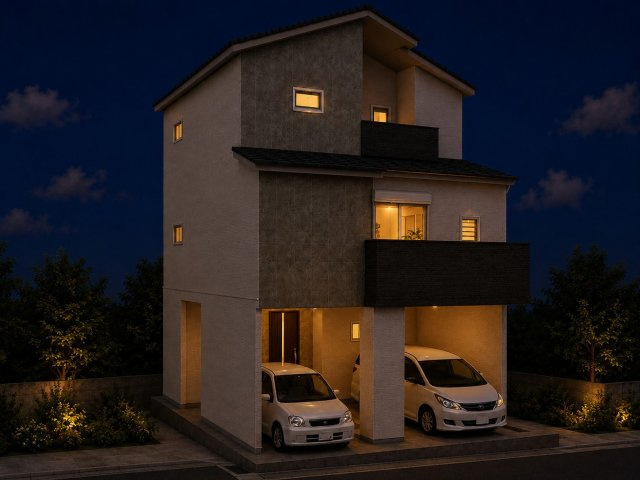 寺田町Aプラン　建築条件付土地の外観パース|【外観パース】建物プラン例/建物価格2499万円、建物面積123.70m2