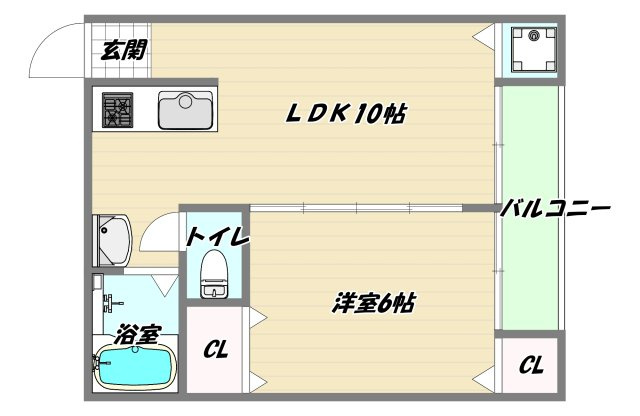 大阪市東淀川区下新庄２丁目の賃貸マンションの間取り