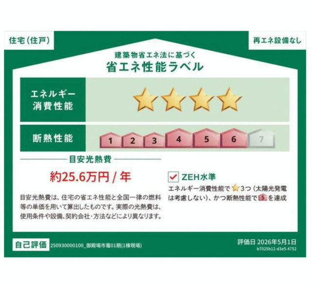 御殿場市竈の新築一戸建のその他|省エネ性能ラベル