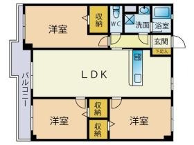 福岡市西区壱岐団地の賃貸マンションの間取り|間取り図