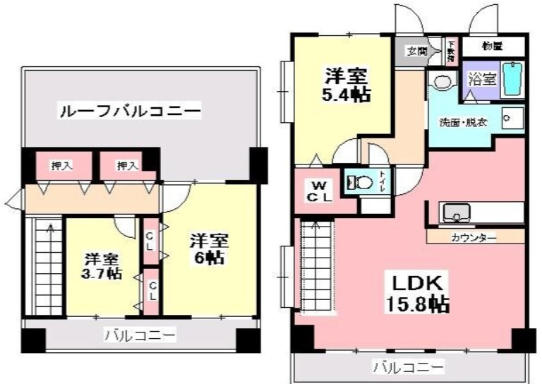 三郷市三郷１丁目の賃貸マンションの間取り